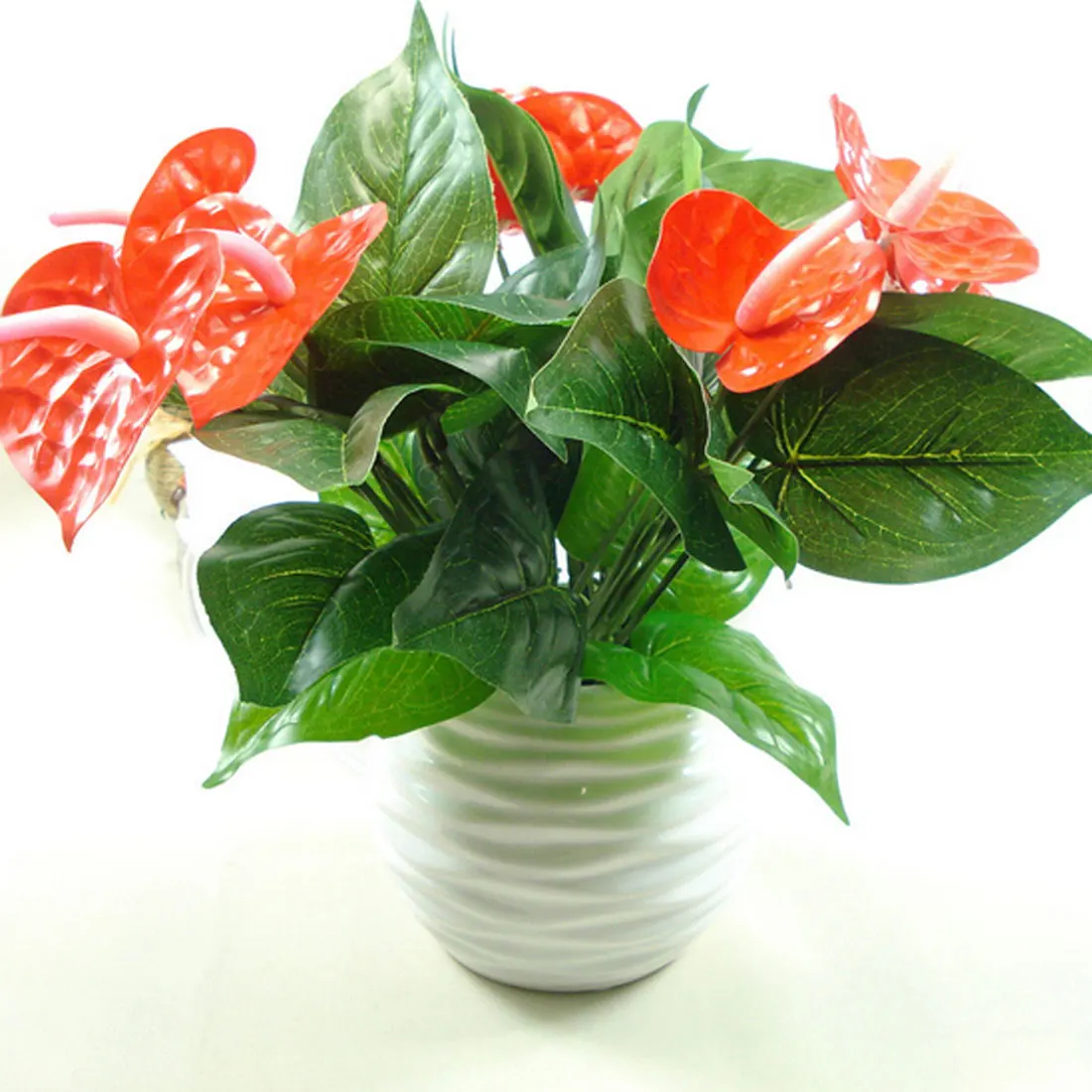 Искусственные цветы в горшке Anthurium 2 szies 12/18 комнатные Зеленые искусственные для