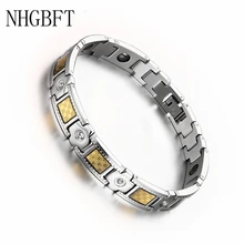 NHGBFT, нержавеющая сталь, мужской браслет, гематит, целебная энергия, браслет, браслет, регулируемое ювелирное изделие