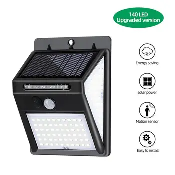 

Three-sided 140LED Solar PIR Motion Sensor outdoor LED solar light Waterproof Yard Light Street Garland Support Dropshipping