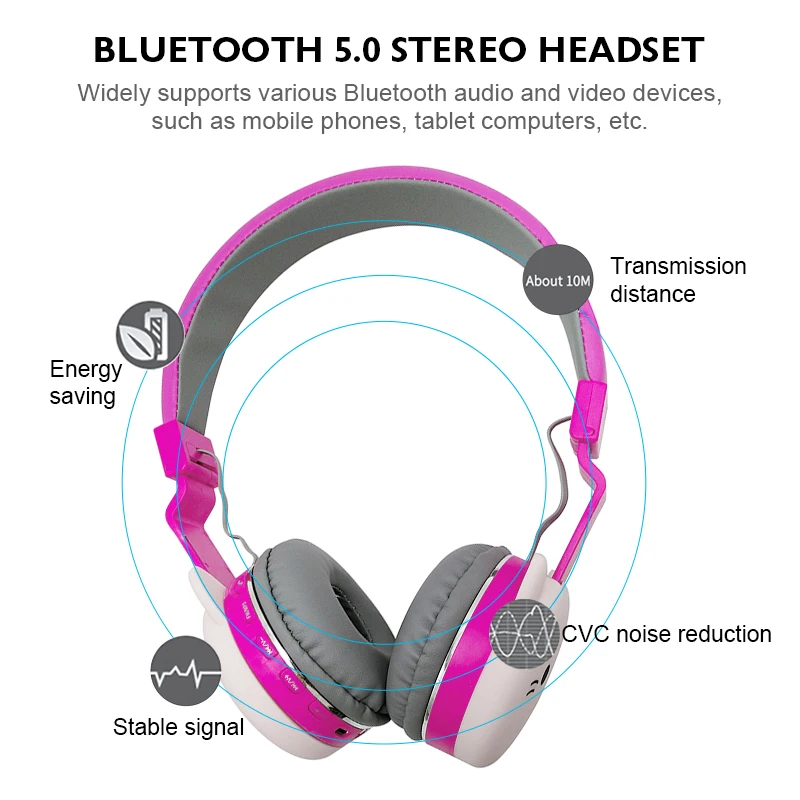 Cute Cat Ear Wireless Bluetooth Headphones Kids Girl Music Headset Gaming Headphone For iPhone 11 Huawei Mate 30 Xiaomi Gifts