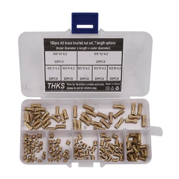 

150Pcs M3 Female Thread Copper Knurled Threaded Insert Embedment Nuts Assortment Kit