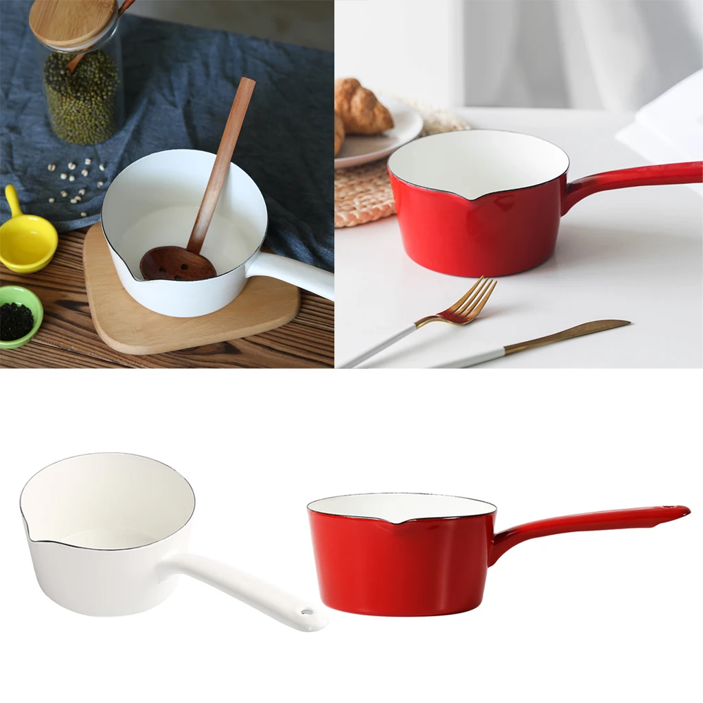 Enamel Milk Pan Boiling Pot Pan Saucepan Sauce Coffee Baby Food Cooking