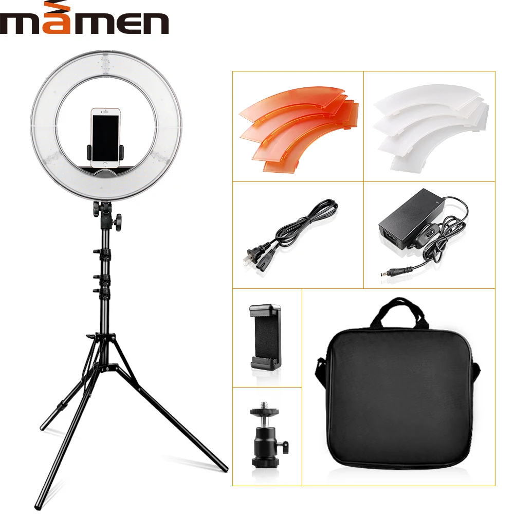 

MAMNE 12 inch LED Ring Light Dimmable Selfie Photography Lighting Beauty Photo For Youtube Live Streaming With Tripod Carry Bag