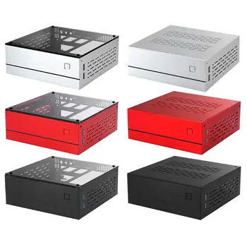 

B01 Mini ITX Computer Case Chassis Aluminum/Glass Briefcase Home Theater Computer Box Desktop PC Enclosure Case
