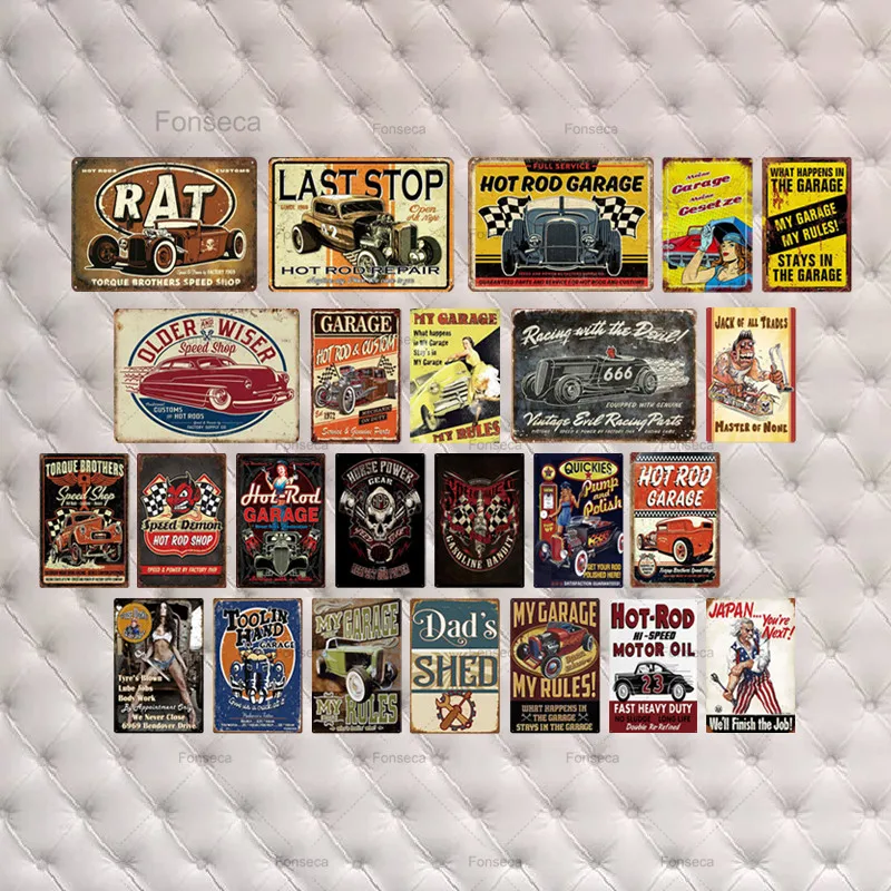 

Garage Metal Sign Plaque Metal Vintage Tin Sign Retro Garage Signs Man Cave Wall Decor Iron Painting