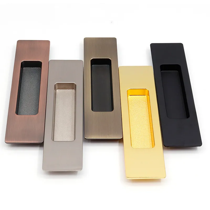 

1set Zinc alloy Hidde door handle embedded modern Double pull knob retro bronze Gold black Silver Sliding door cabinets Hardware