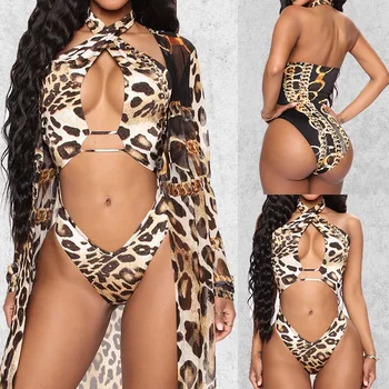 

Miracle 2020 leopard print swimsuit female one-piece two-piece sexy leopard point bikini swimming suit