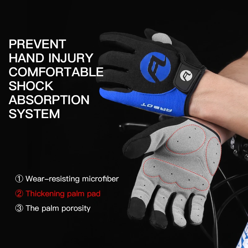 FIRELION Cycling Gloves Bike Bicycle Gloves Breathable Padded Shock-Absorbing Anti-Slip MTB DH Road Touch Recognition Full Finger Gloves for Men/Women 