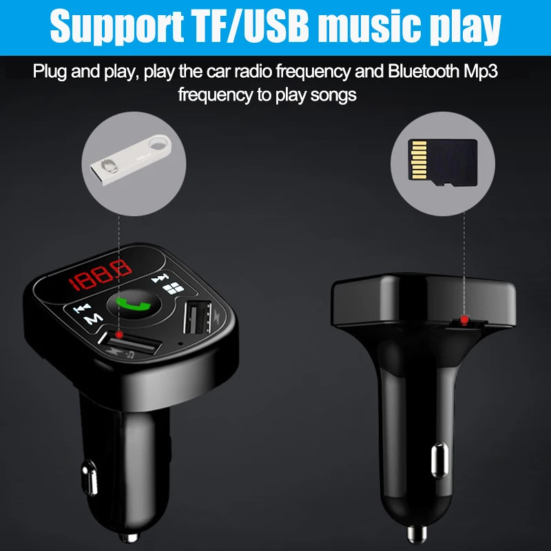 JINSERTA Автомобильный MP3-плеер Bluetooth fm-передатчик беспроводной музыкальный адаптер fm-модулятор 2 usb порта Hands Free Kit In-car