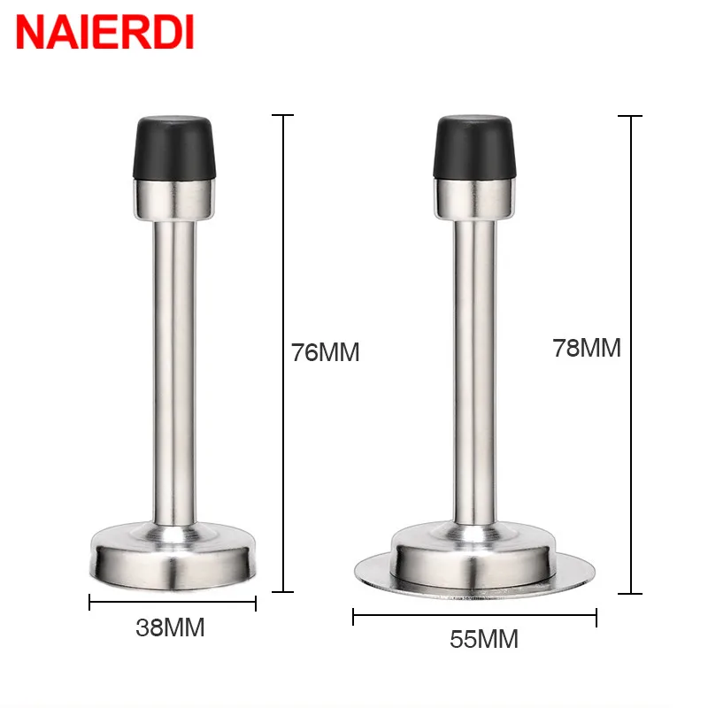 Rubber Wall Mounted Door Stopper Stainless Steel Door Stops Holder Catch Floor Fitting Screws Bedroom Home Hardware silicone door stopper door stopper bumpers door stopper