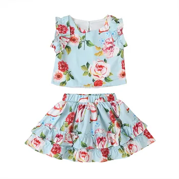 

2020 Summer Girls' Sets Printted Tops and Skirts European and American
