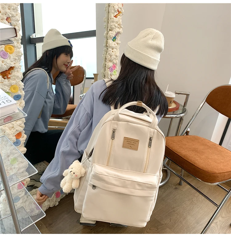 JULYCCINO  Multifunction Double Zipper Women Backpack Teenager Girls Laptop Backpack Student Shoulder Bag Korean Style Schoolbag fashionable travel backpacks