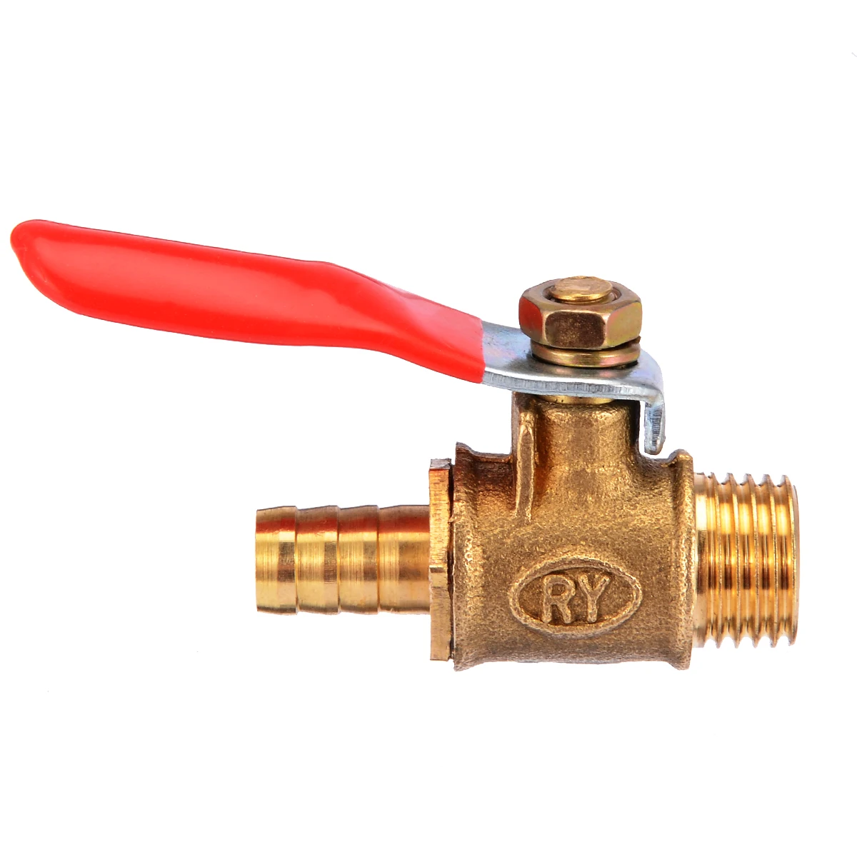 Red Lever Handle Brass Ball Valve 1/4'' PT Male 13mm to 8mm Threaded Ball Valve Barb Hose Pipe Fitting Coupler Adapter