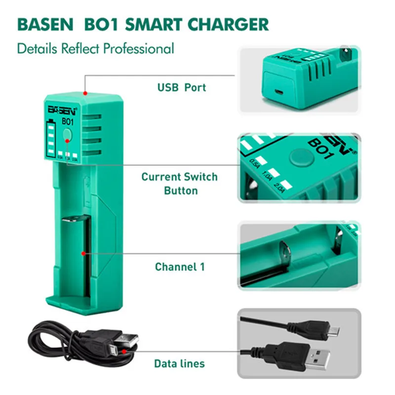 18650 Smart Charger 3.7V Li-liion battery 26650 21700 Li-liion battery Smart Charger for black lithium battery 5v 2A