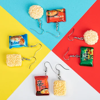 Creative Handmade I Want to Eat Noodles Food Drop Earrings for Female Funny Irregular Korean Lamian Dangle Earrings Brincos 2019
