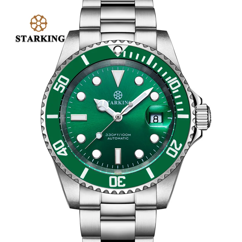STARKING, мужские часы, водостойкие, горячий зеленый призрак, часы, модные механические часы, часы с автоматической датой, светящиеся наручные часы, Rolexable - Цвет: green wristwatch
