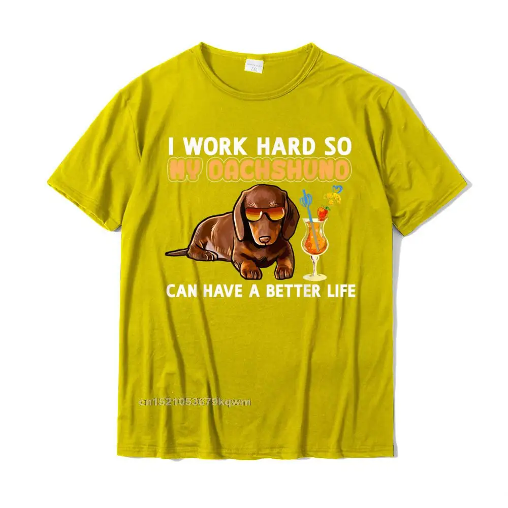 Casual Tops & Tees Special Short Sleeve Men T-shirts TpicOriginaltitle Classic Summer Tshirts O-Neck Top Quality Funny Dachshund Shirt Dachshund Lover Gifts__4674 yellow