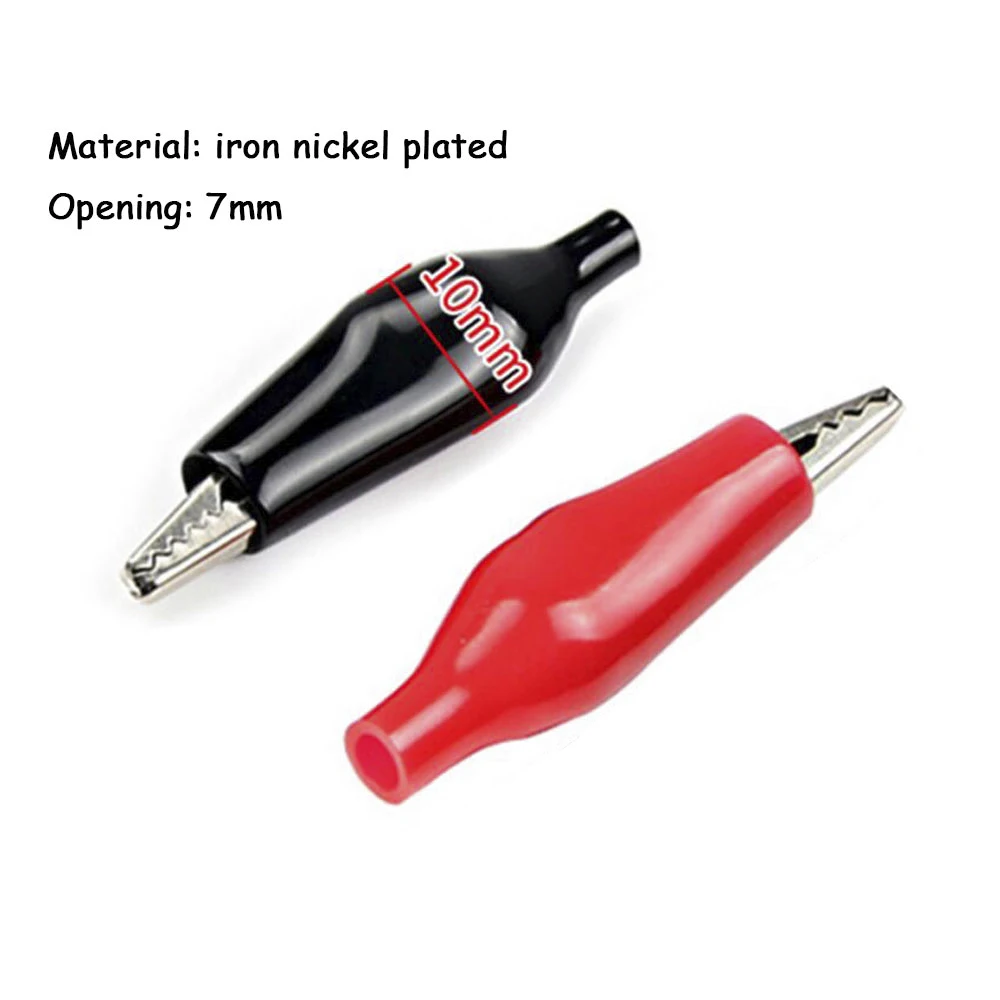 Alligator Clips 20Pcs 28MM Metal Alligator Clip Crocodile Electrical Clamp Testing Probe Meter Black Red with Plastic Boot Car Auto Battery
