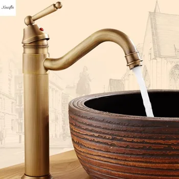 

Antique Copper 360Rotatable Basin Sink Faucet Bathroom Cold And Hot Water Mixer Tap Single Handle Deck Mounted Classic