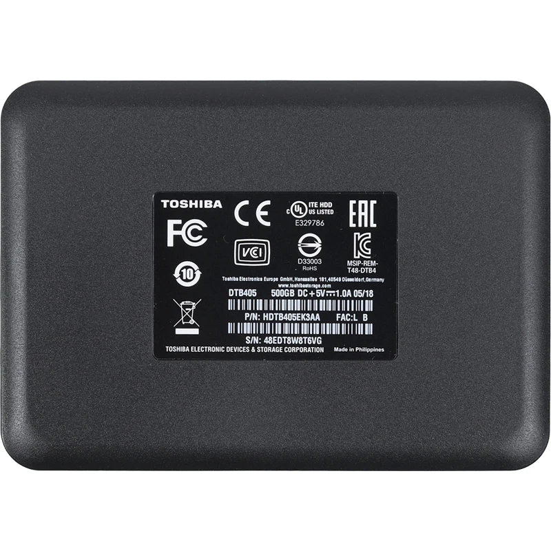 Жесткий диск Toshiba USB 3.0 500Gb HDTB405EK3AA Canvio Basics 2.5&quot черный|Внешние жесткие диски| |