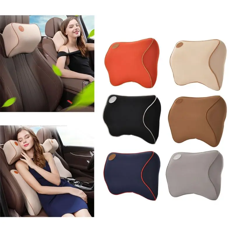 

Car Neck Pillow Space Memory Foam Fabric Headrest Fatigue Relieve Breathable Removable Covers Vehicular Home Travel