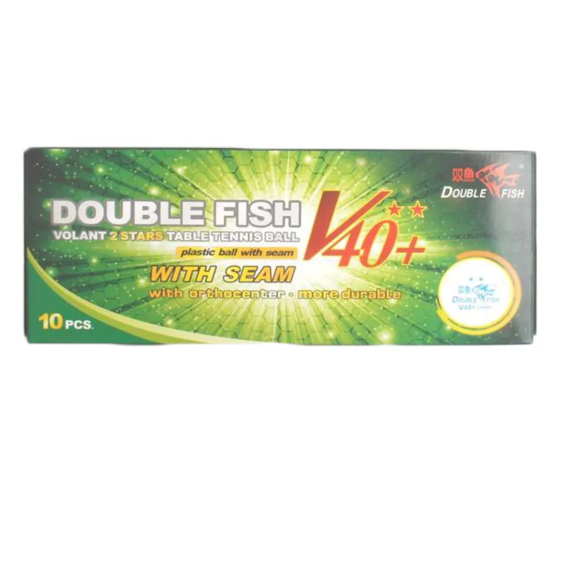 

Original double fish 2 stars V40+ table tennis ball ABS polymer material for table tennis racket game white wholesales 10balls