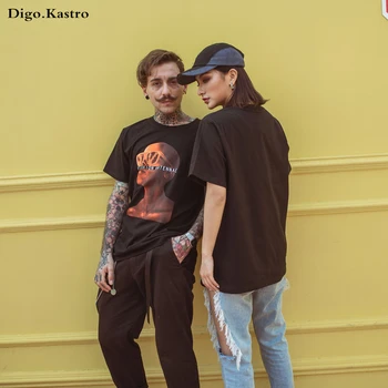 

2019 Hip Hop Casual T-shirt Seamless Digital Printing Short-Sleeved Round Neck Streetwear Couple T-shirt