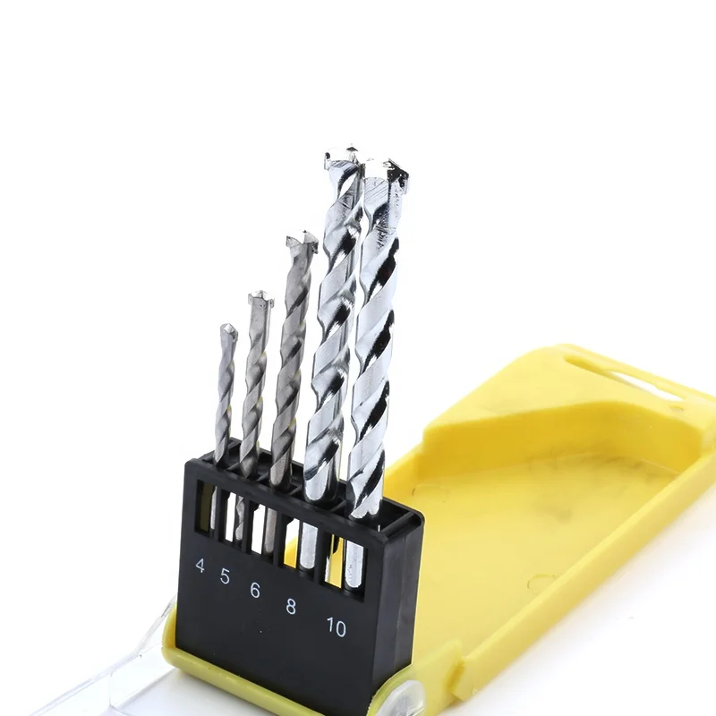 

FGHGF 5PCS Nickel-plated Round Handle Cemented Carbide Cutter Head Construction Wall Cement Alloy Impact Drill Bit Tool Set