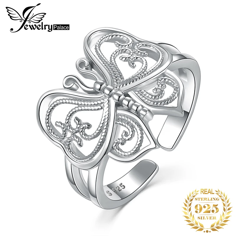 JewelryPalace открытым большие кольца для женщин 925 пробы серебро полая бабочка женские