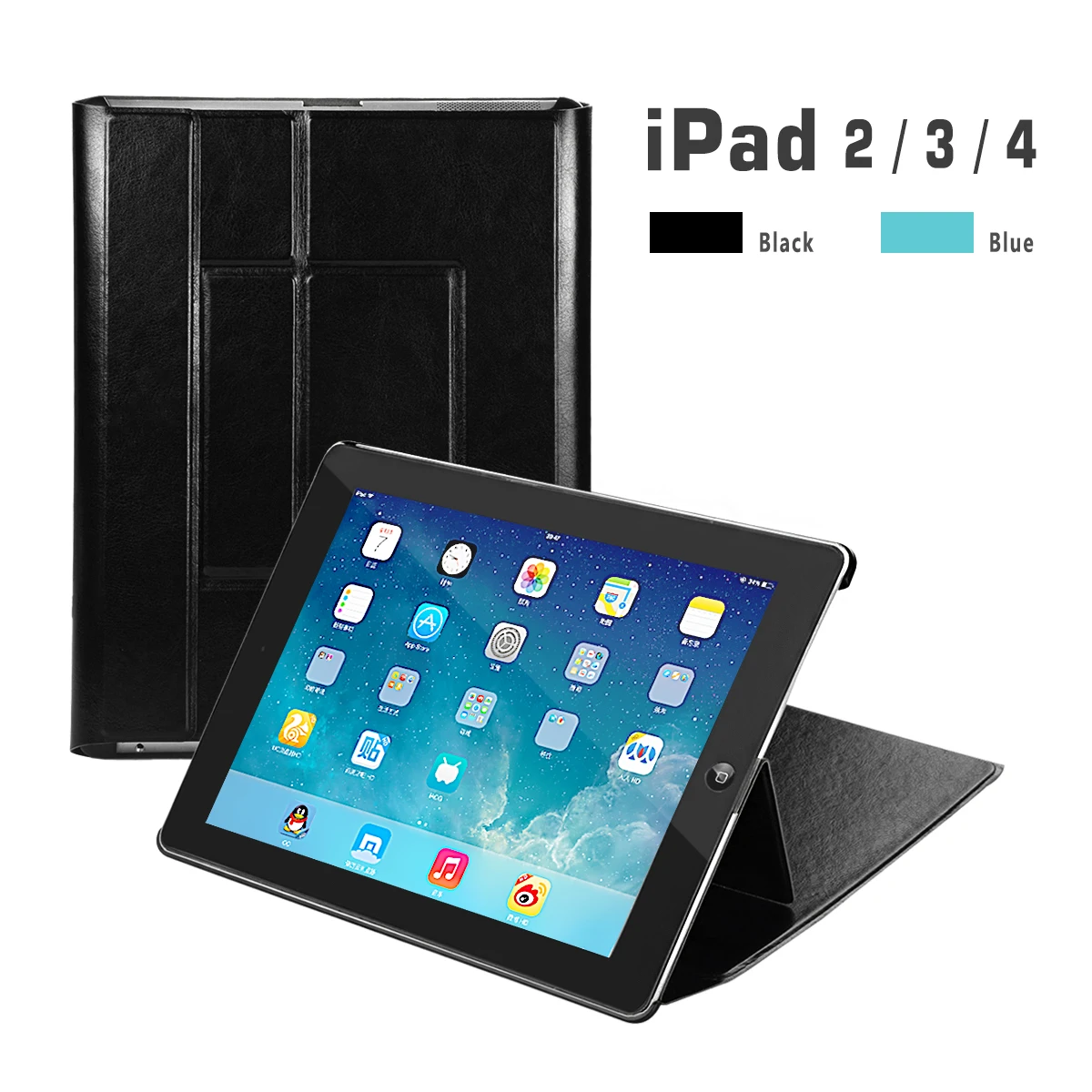 

Case for iPad 2 3 4 A1460 Case Back Folio Stand with Auto Sleep/Wake Up PU Leather Smart Cover for iPad 3 4 2 Case