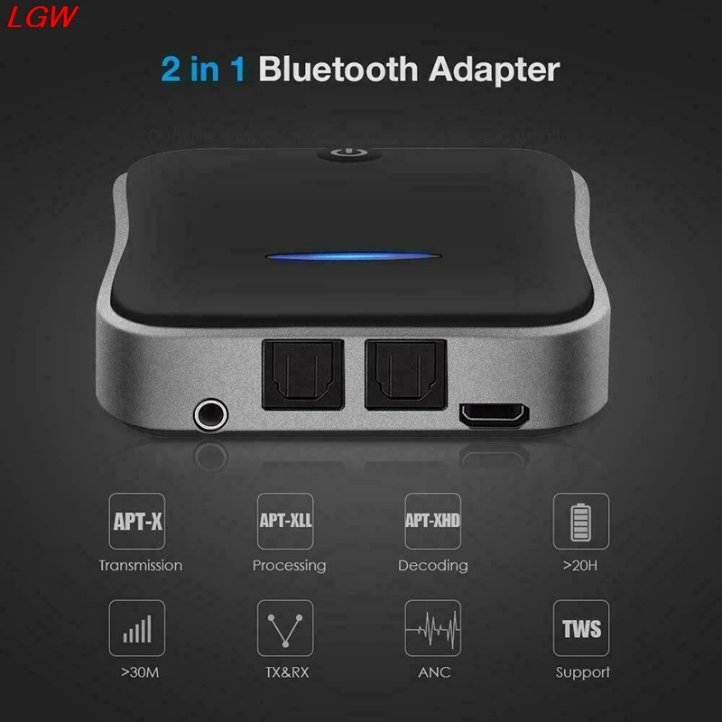 New Bluetooth 5 0 Transmitter Receiver Wireless Aptx Hd Low Latency Audio 3 5Mm Aux Rca and Optical Adapter For Tv Headphone Car