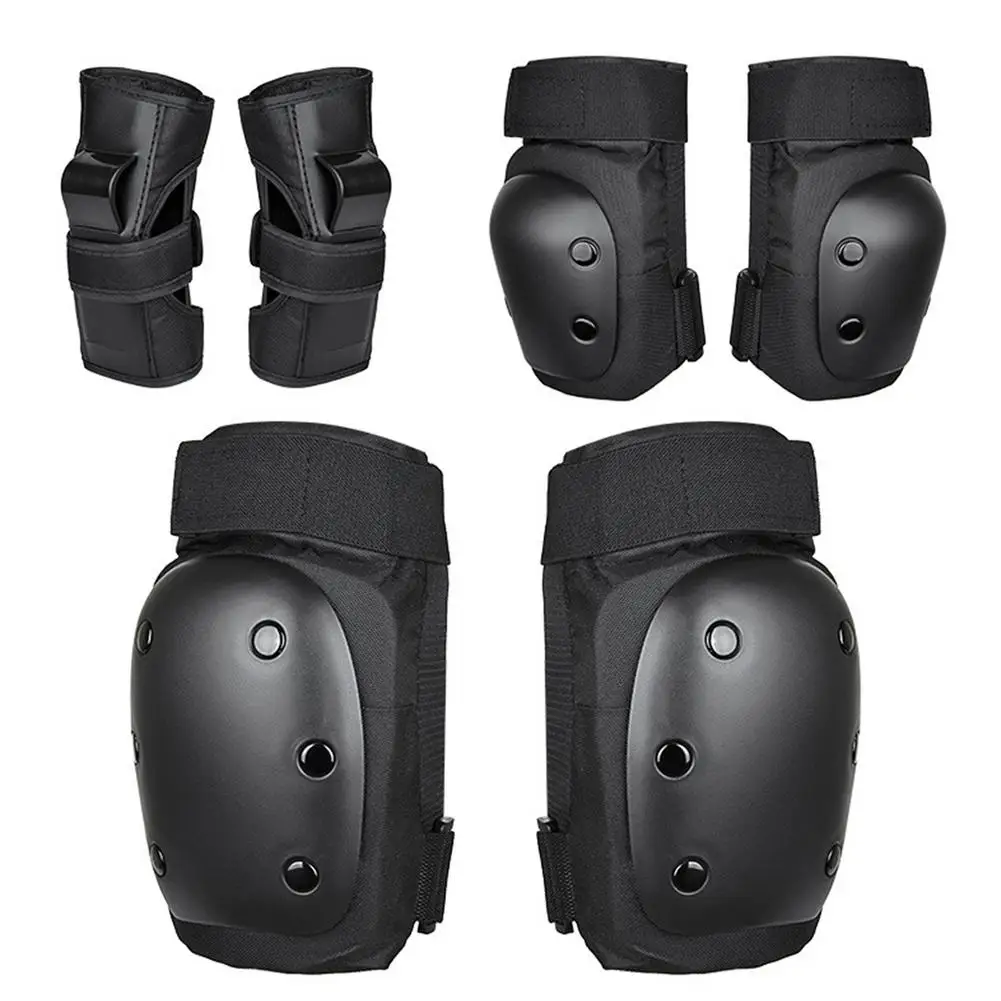 Wrist and Knee Pad Set Black Cycling Protective Gear Pads Set Junior Elbow 