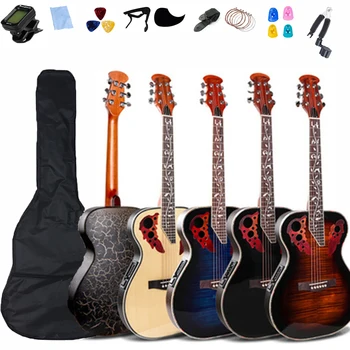 

36 inch Electric Acoustic Guitar Folk Guitar Grape Hole Light Spruce for Adult Children Crack Guitar Pickup Concert AGT338