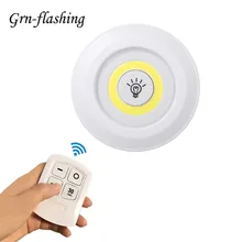 3 Вт COB Светодиодная подсветка под шкаф на батарейках с регулируемой яркостью светодиодный шайба лампы для шкафа с пультом дистанционного управления для шкаф для одежды ванная
