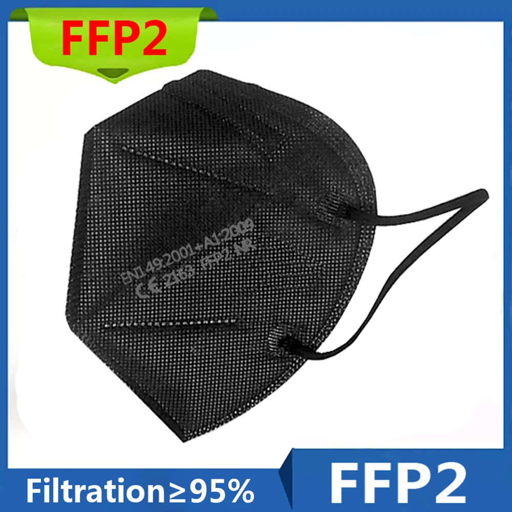 CE mask 6 Layers FFP2 MASK Adult Black 95% Filter Fabric Mask Mascarillas Protective Mouth Face Respirator fpp2 Masque | Безопасность и