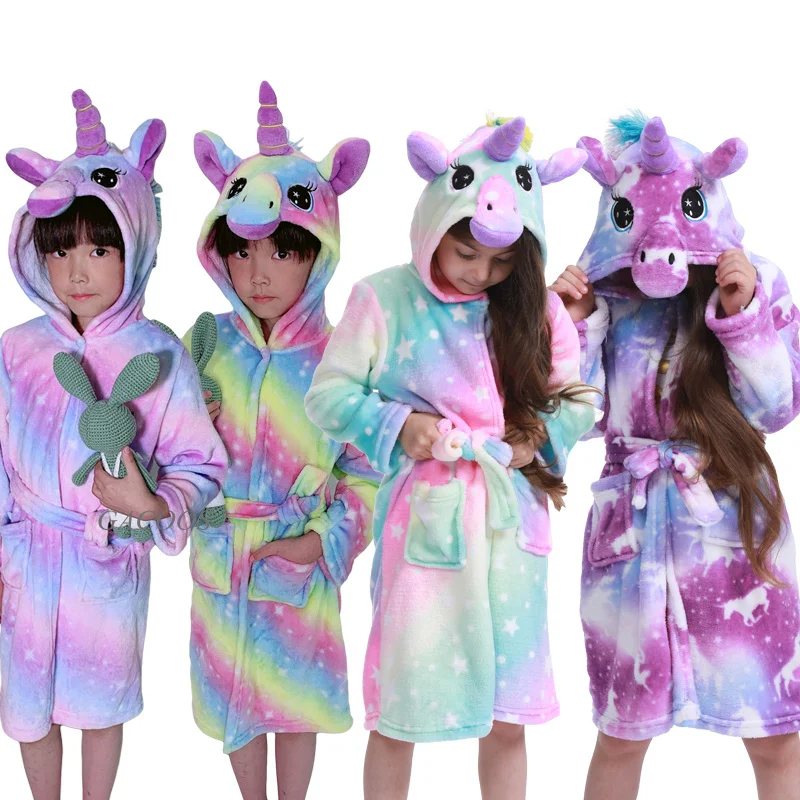 Children's Unicorn Bathrobe Unicorn Bathrobe Children Flannel