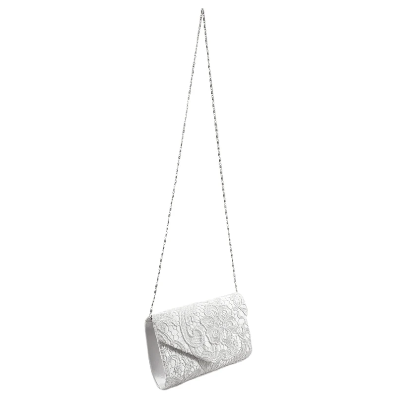 

ABZC-New Classy Lace Clutch Envelope Bag Bridal Designer Ladies Evening Party Prom, white