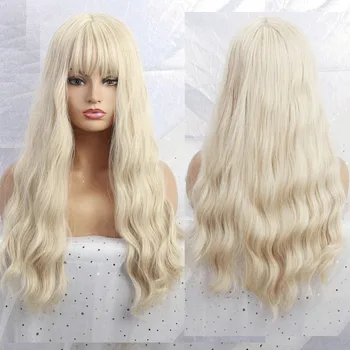 

150 Density Blonde Wavy Human Hair Wig with Bangs 5x5 Silk Base Wig Pre Plucked Brazilian Remy Hair Blonde Body Wave Wig
