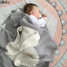 Manta de algodón 3D para bebé, edredón de punto de conejo cálido para cama, envoltura de cochecito, accesorio de fotografía para bebé, 1 unidad