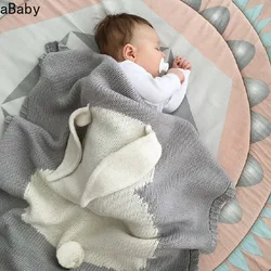 Manta de algodón 3D para bebé, edredón de punto de conejo cálido para cama, envoltura de cochecito, accesorio de fotografía para bebé, 1 unidad