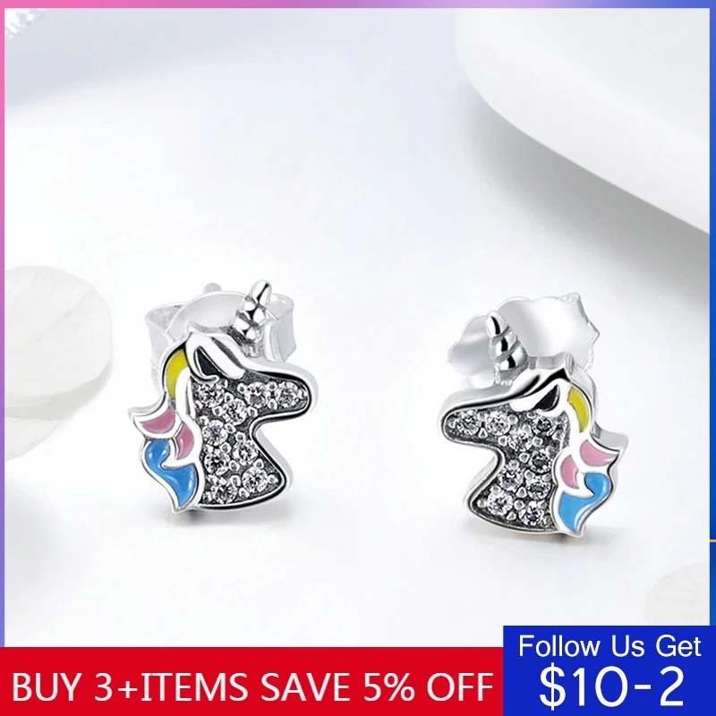 

CodeMonkey 925 Sterling Silver Dazzling Licorne Memory Stud Earrings Silver for Women & Girls Sterling-Silver-Jewelry CME426
