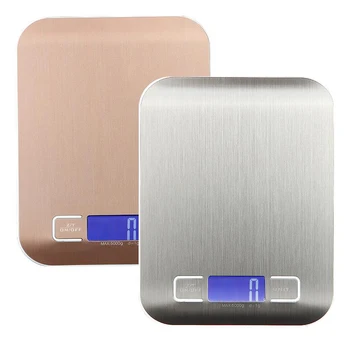 

5kg/1g or 10kg/1g Backlight Digital Kitchen Scale Stainless Steel Platform Weighting Balance Food Scale RoseGold Silver