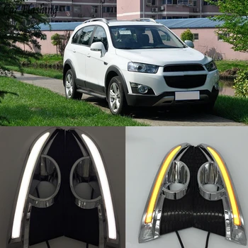 

Car flashing 2PCS For Chevrolet Captiva 2011 2012 2013 turn Signal Relay 12V LED DRL Daytime Running Lights with fog lamp hole