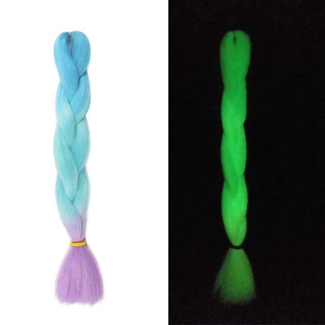 Ombre Glowing Luminous Luxury Synthetic Jumbo Braids Florescent Shining Hair In The Darkness  24inch 100G G 3 6