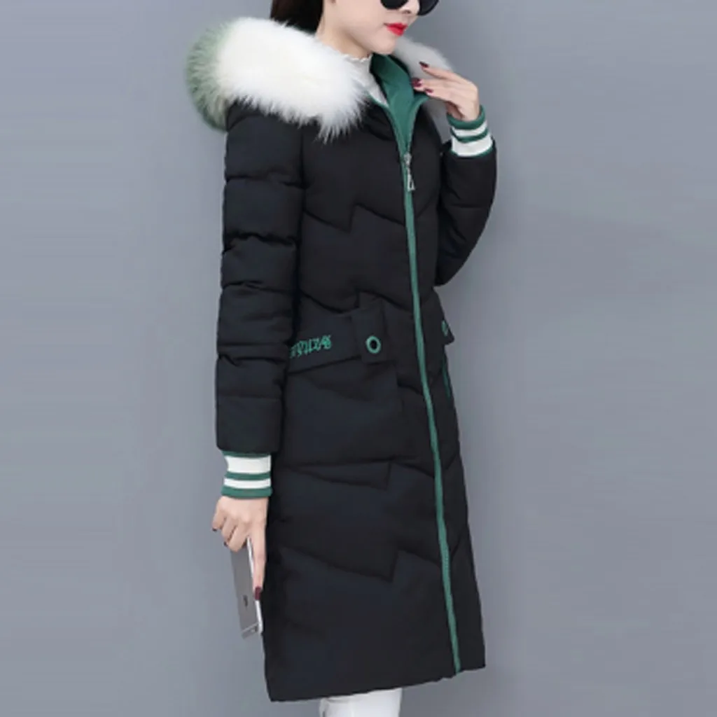 Парки из искусственного меха, женский пуховик размера плюс, женские парки, утепленная верхняя одежда с капюшоном, зимнее пальто, женская куртка с хлопковой подкладкой#3