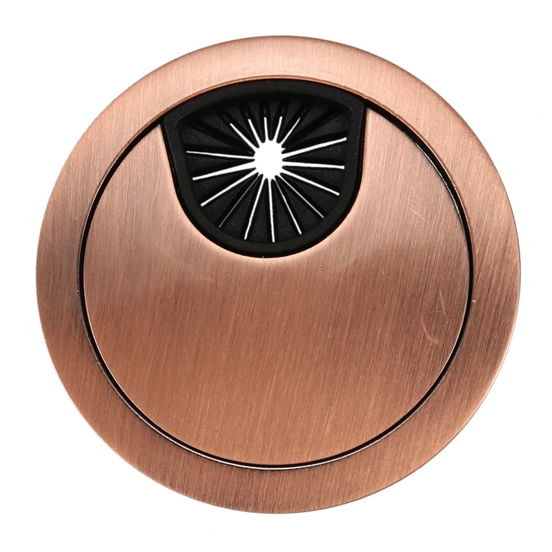 

HOT-Computer Desk Metal Grommets Wire Cable Hole Round Cover Red-bronze