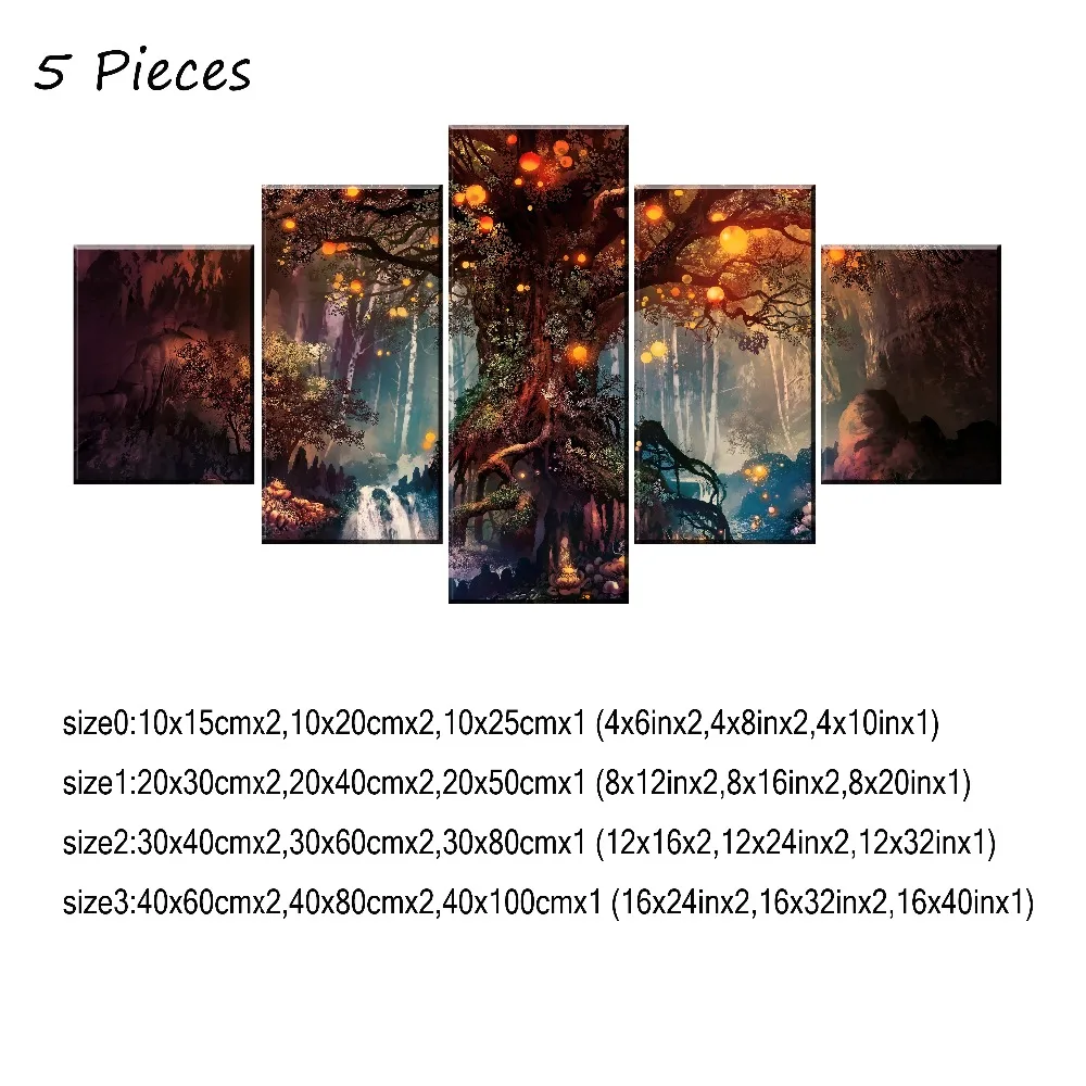 5pcs Posters Forest Fantasy Luminous Poster Wall Art Decor Picture Canvas HD Printed Paintings For Living Room Home Decoration (2)