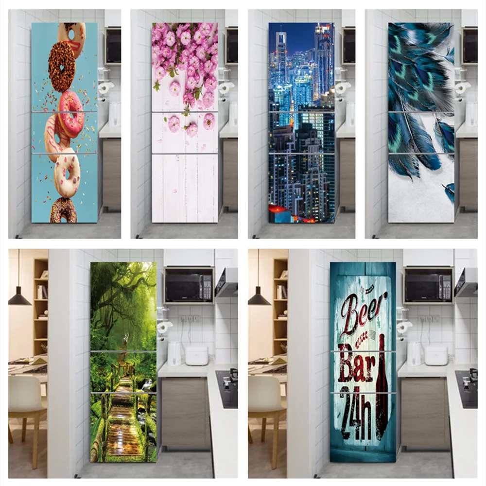 Self Adhesive Art Poster For Refrigerator Vinyl Waterproof Fridge Door Wrap  Wallpaper For Furniture Kitchen Decoration Accessory - AliExpress