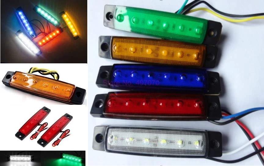 От DHL или Fedex 500 шт. автомобиль Внешнее освещение 12v 24V 6 SMD светодиодный автомобиля