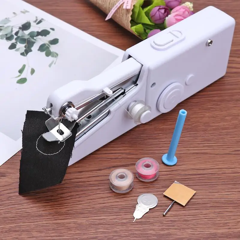 Mini Hand Sewing Machine Household Cordless Electric Stitch Needlework Set for Quick Repairs DIY Clothes Stitchin
